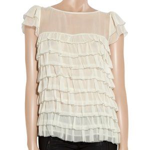 MILLY Silk-chiffon Tiered Blouse US 8